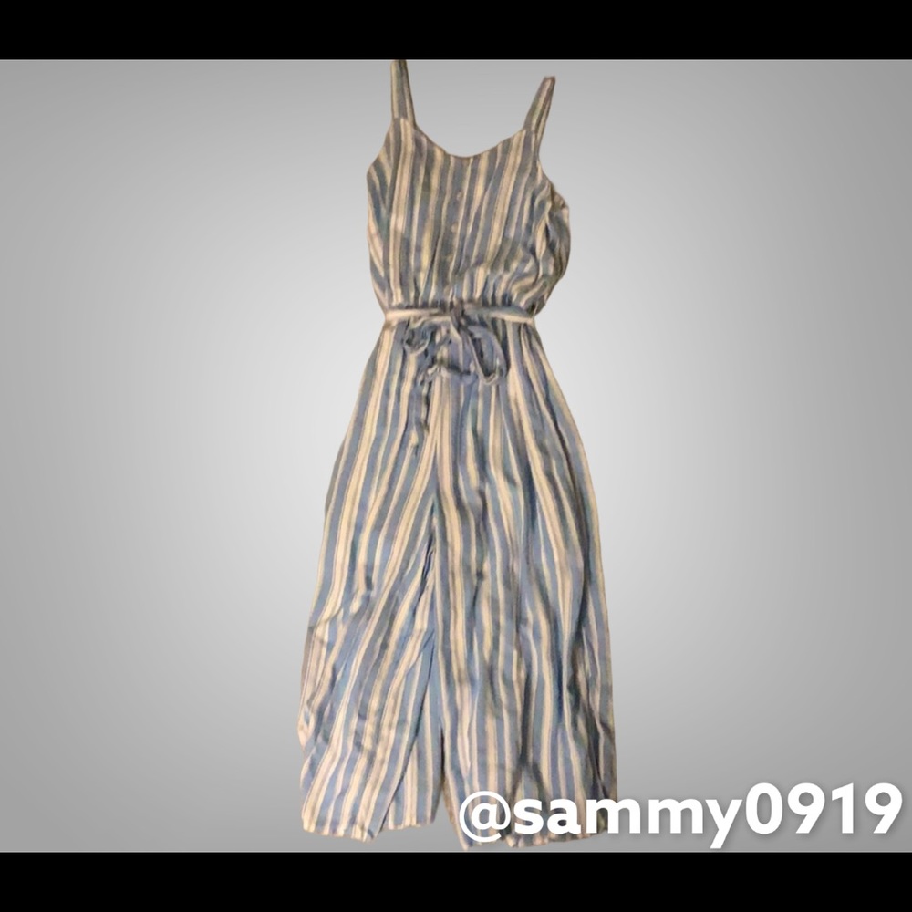 Justice blue and white striped jumpsuit